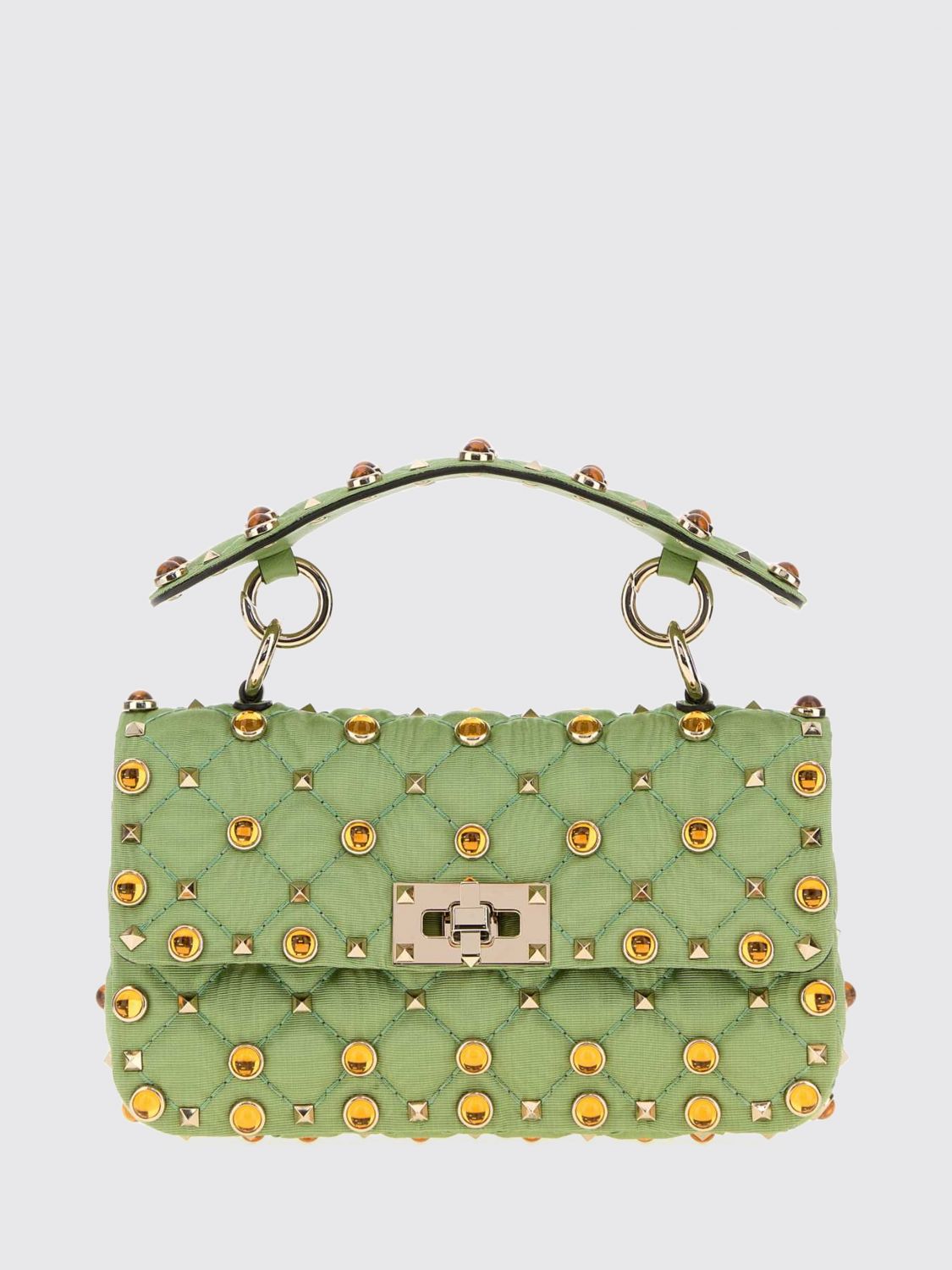 rockstud quilted twill mini bag with studs