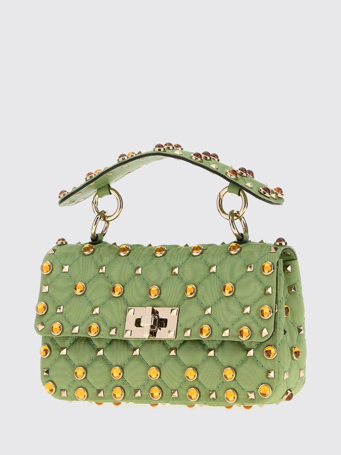rockstud quilted twill mini bag with studs