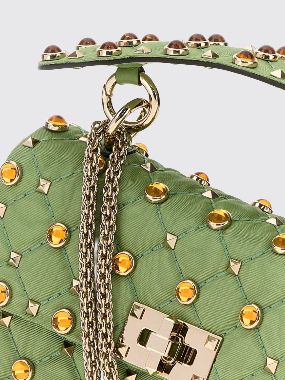 rockstud quilted twill mini bag with studs