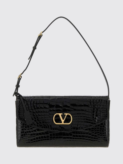 devain alligator leather shoulder bag with vlogo signature