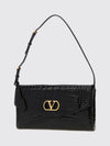 devain alligator leather shoulder bag with vlogo signature