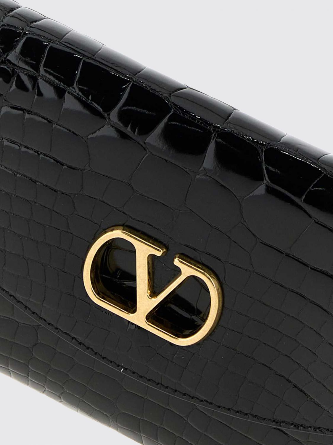 devain alligator leather shoulder bag with vlogo signature
