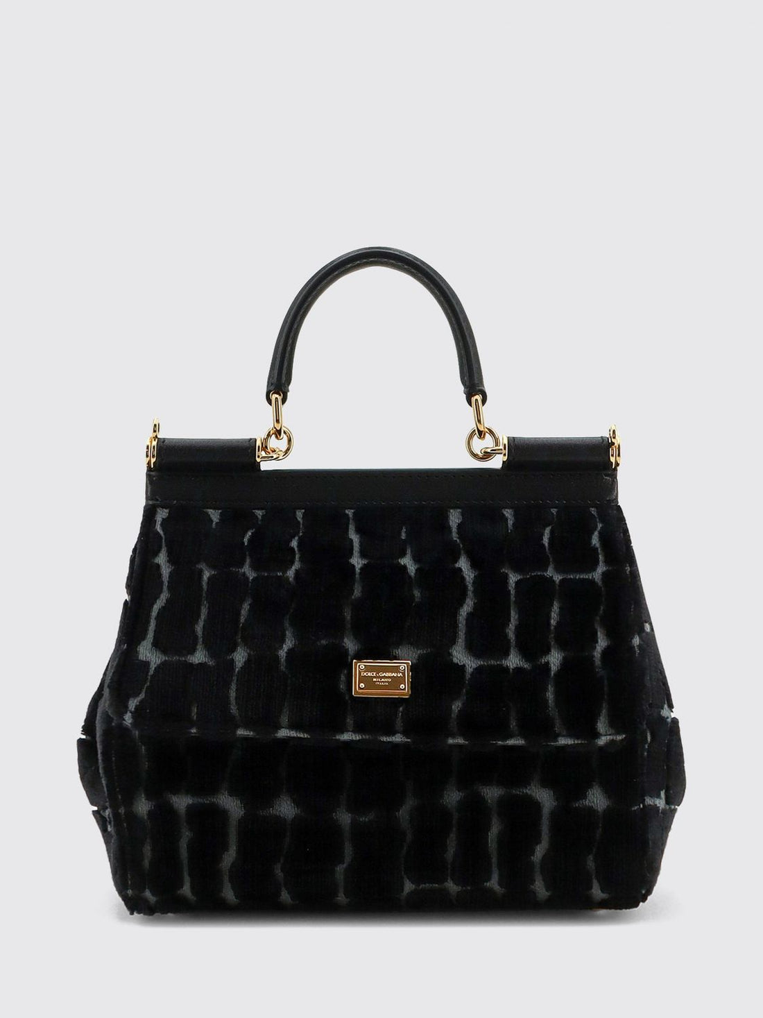 DOLCE &amp; GABBANA OS sicily velvet and calfskin handbag