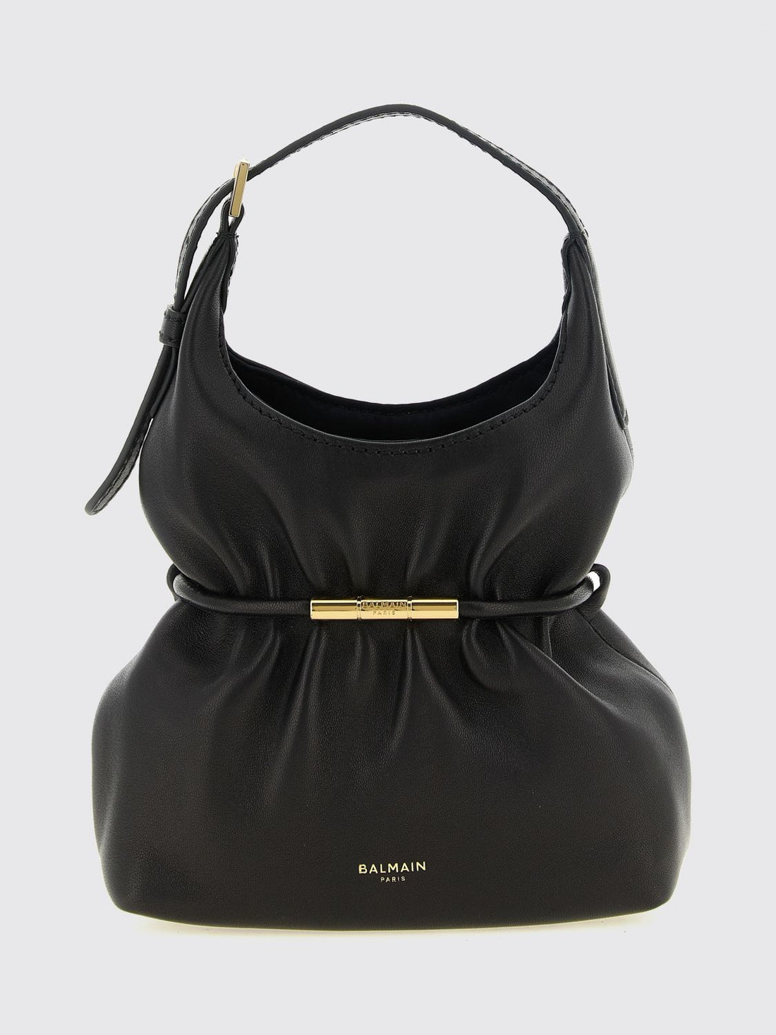 BALMAIN OS sphynx ruched lambskin mini bag with adjustable handle