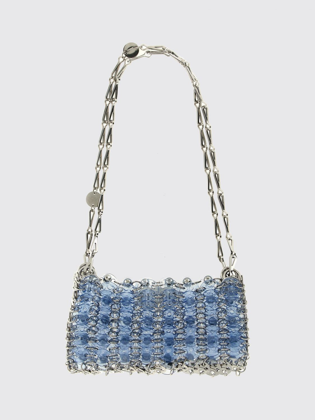 RABANNE OS 1969 nano shoulder bag in resin and metal mesh