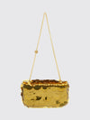 sparkle leather and polyester shoulder bag with metallic handle