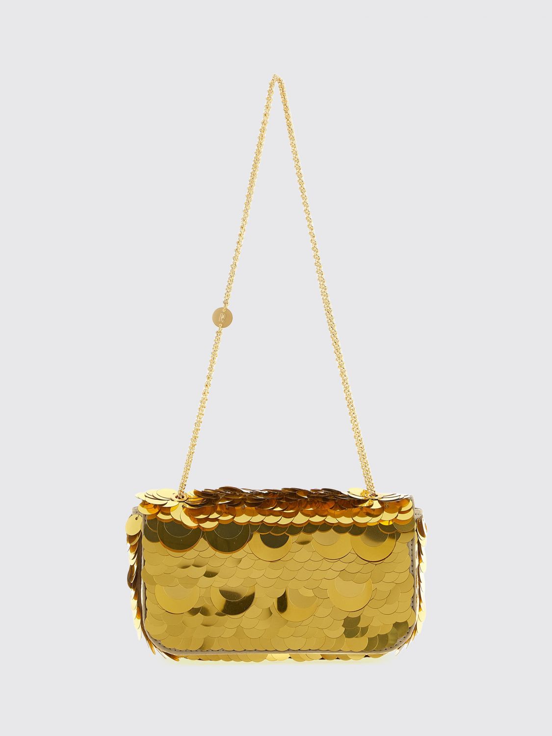sparkle leather and polyester shoulder bag with metallic handle