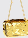 sparkle leather and polyester shoulder bag with metallic handle