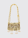 1969 nano bag in metal mesh with crystals and decorative fringes