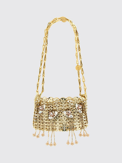1969 nano bag in metal mesh with crystals and decorative fringes