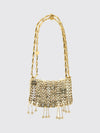 1969 nano bag in metal mesh with crystals and decorative fringes
