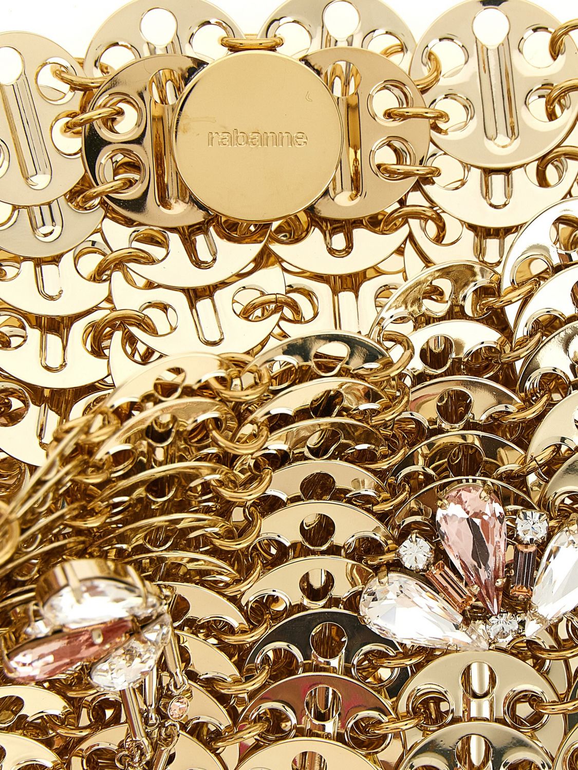1969 nano bag in metal mesh with crystals and decorative fringes