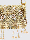1969 nano bag in metal mesh with crystals and decorative fringes
