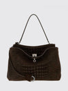 rodeo shoulder bag in suede with crocodile print