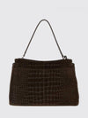 rodeo shoulder bag in suede with crocodile print