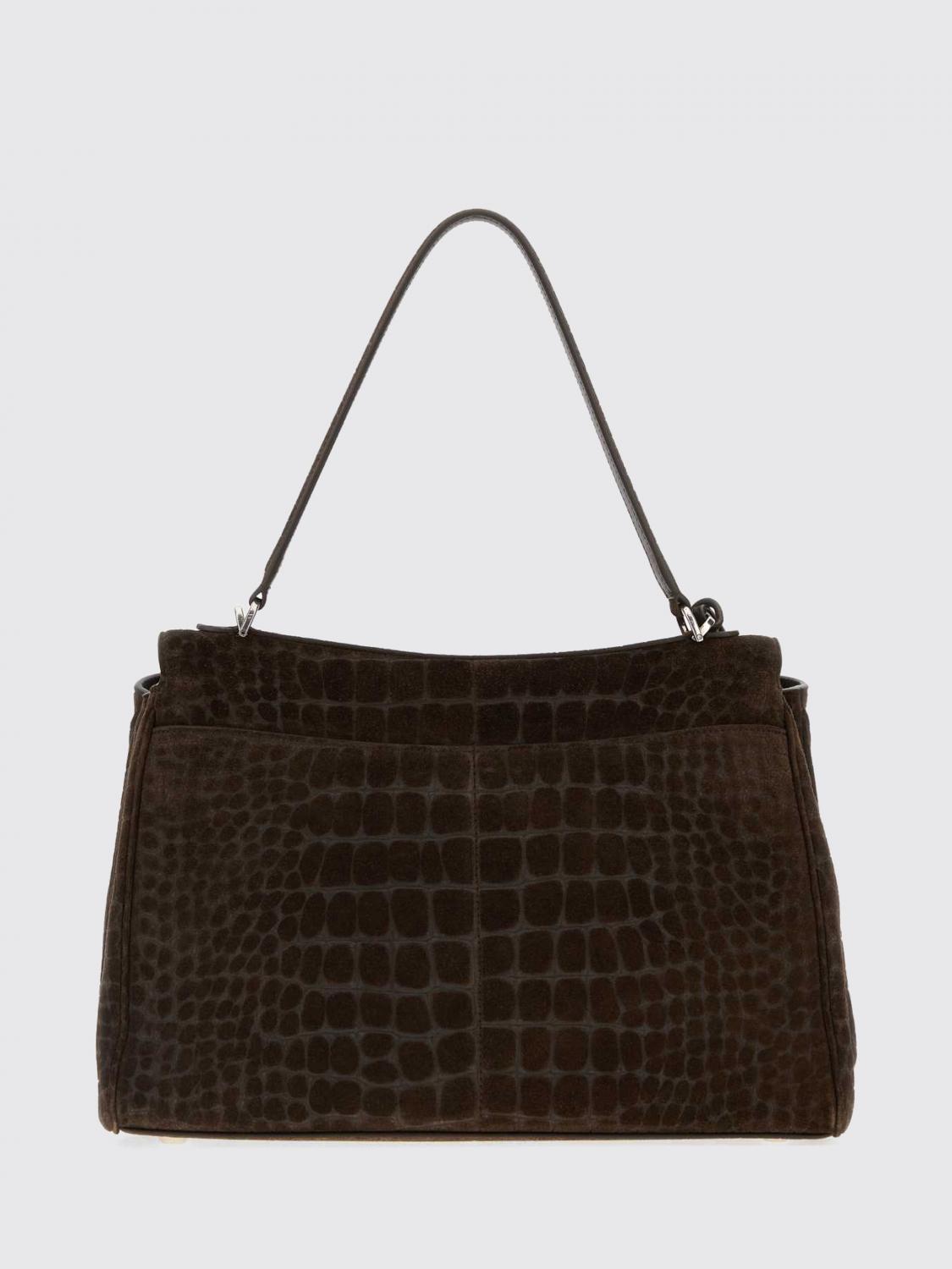 rodeo shoulder bag in suede with crocodile print