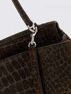 rodeo shoulder bag in suede with crocodile print