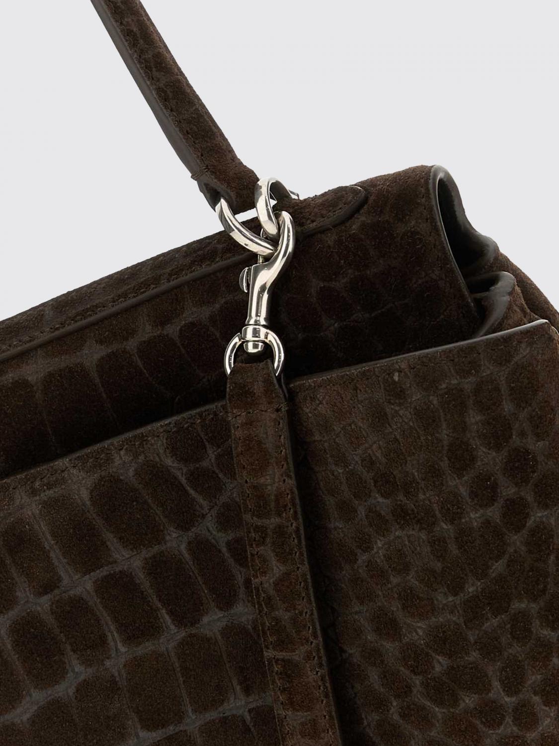 rodeo shoulder bag in suede with crocodile print