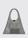 one piece perforated leather tote bag with inner pouch
