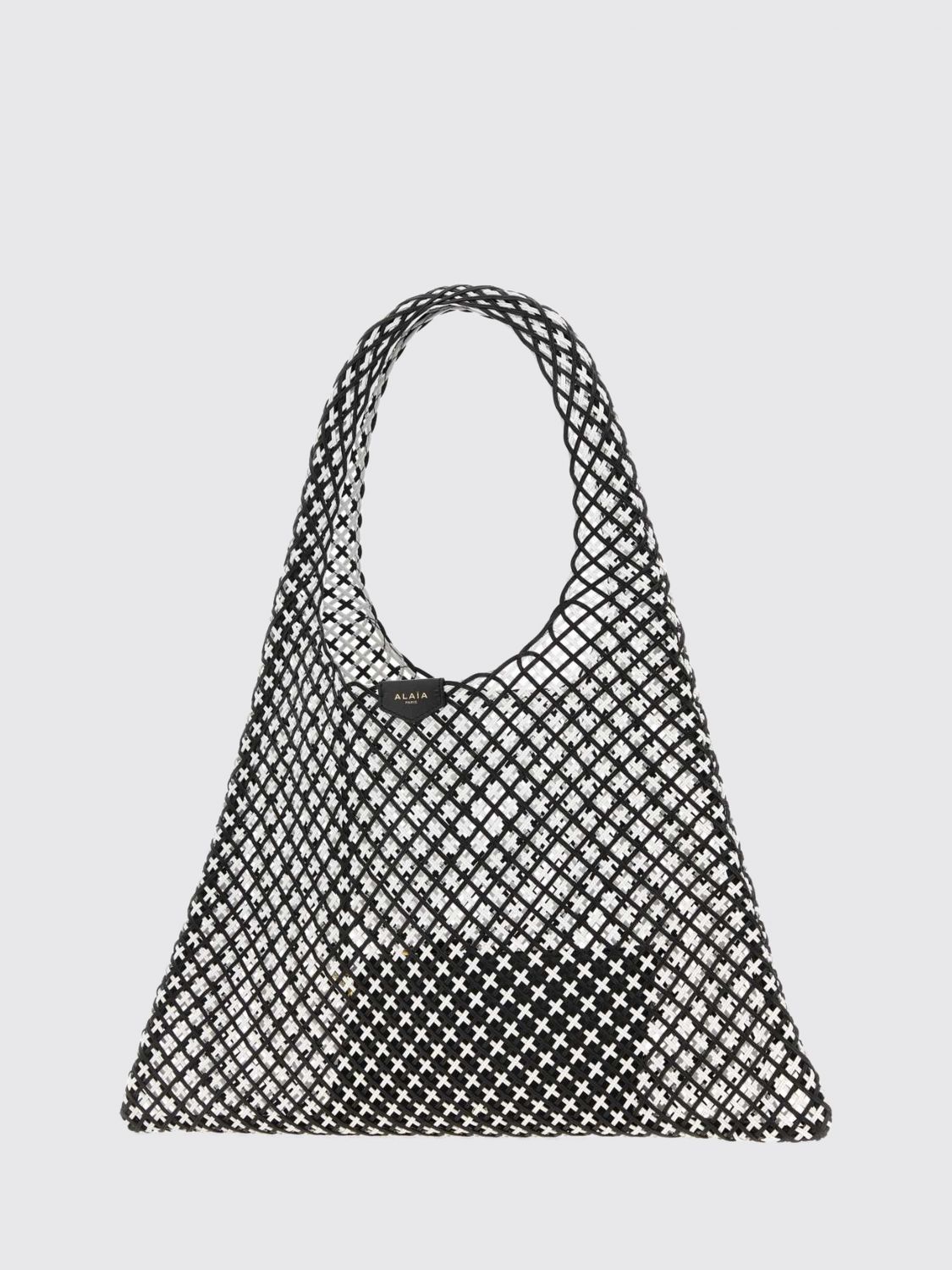 one piece perforated leather tote bag with inner pouch