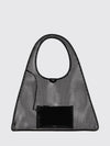 one piece perforated polyester tote bag with leather trim
