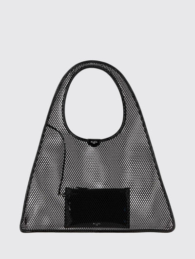 one piece perforated polyester tote bag with leather trim