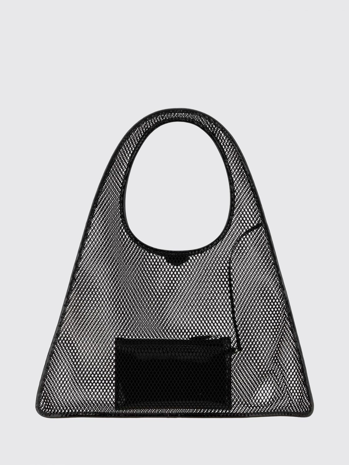 one piece perforated polyester tote bag with leather trim