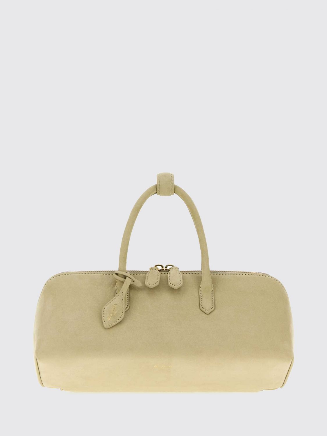 delta handbag in nubuck with double handle and logo charm