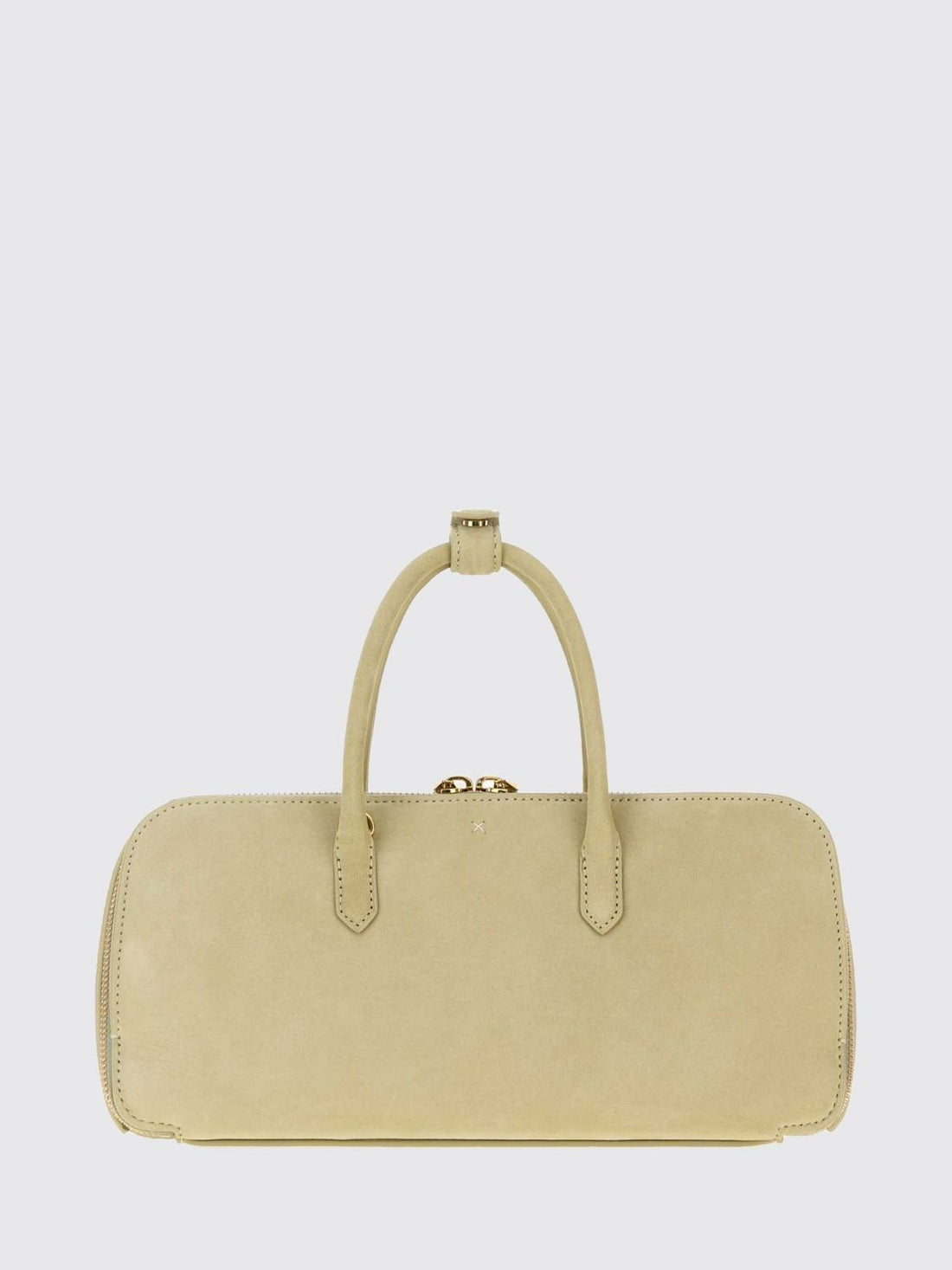 ALAÏA OS delta handbag in nubuck with double handle and logo charm