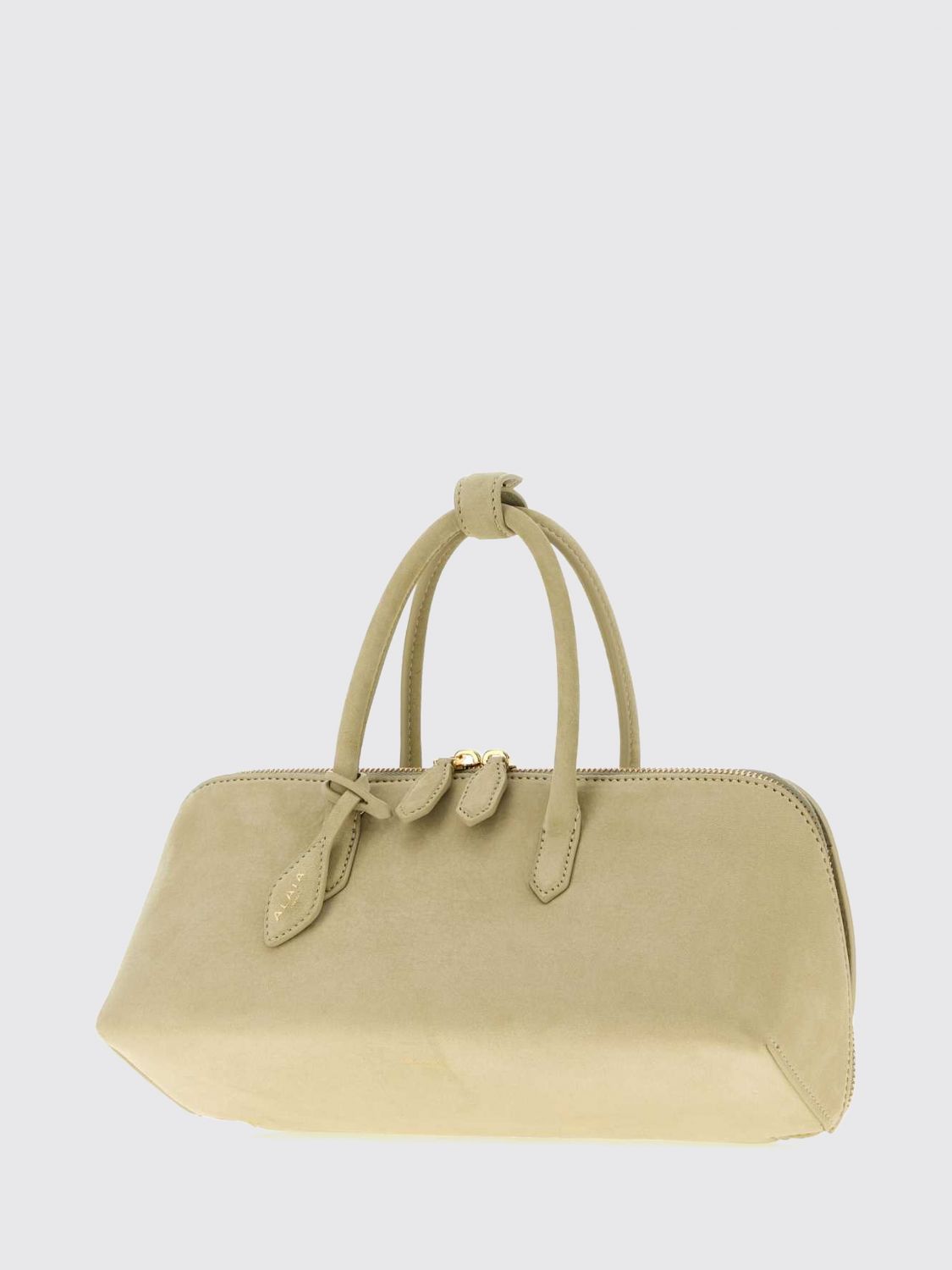 delta handbag in nubuck with double handle and logo charm