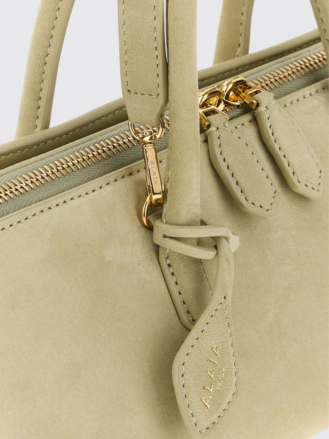 delta handbag in nubuck with double handle and logo charm