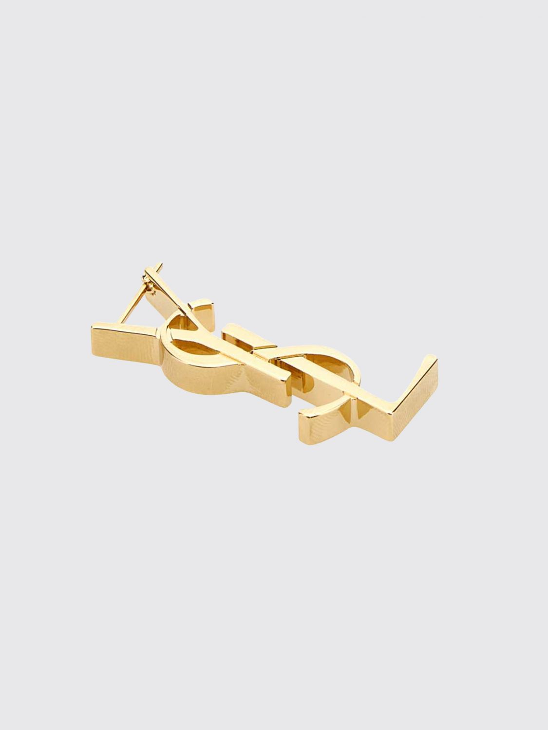 iconic ysl monogram brooch in gold-finish brass