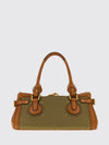 chloé shoulder bag in cotton and bovine leather with padlock and studs