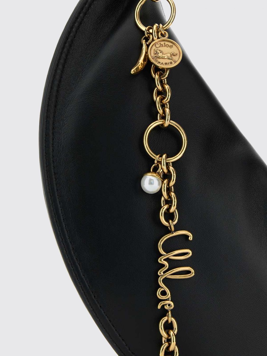 chloé icons hobo bag in lambskin with metal mesh handle