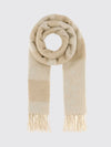 classic jacquard logo scarf in pure cashmere with fringed hems