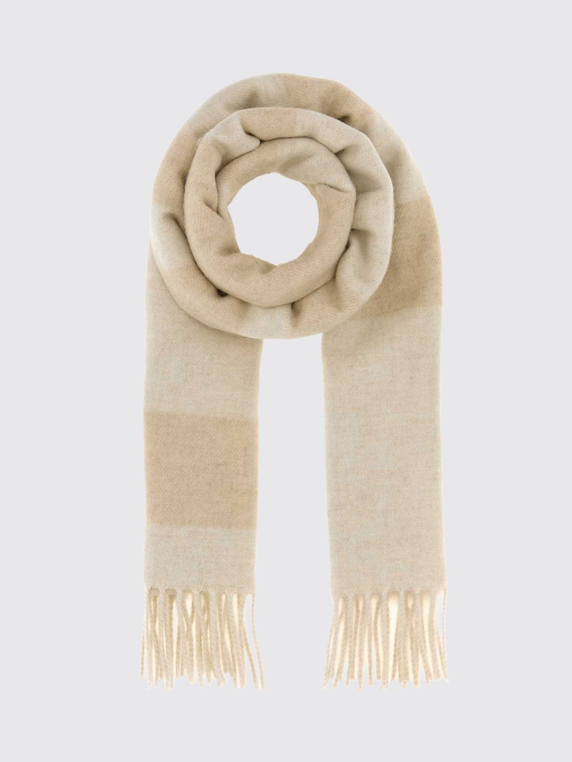 classic jacquard logo scarf in pure cashmere with fringed hems