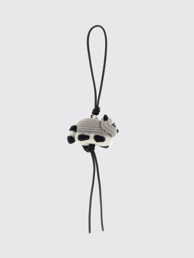 raccoon keychain in raccoon shape in wool felt and calfskin