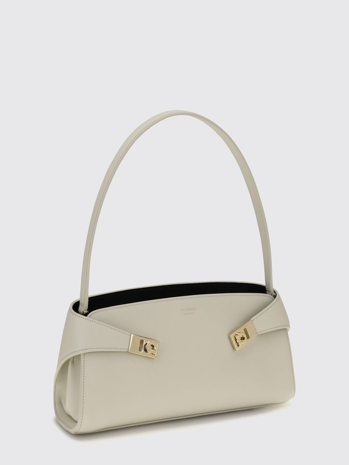hug east-west leather shoulder bag with gancini buckle