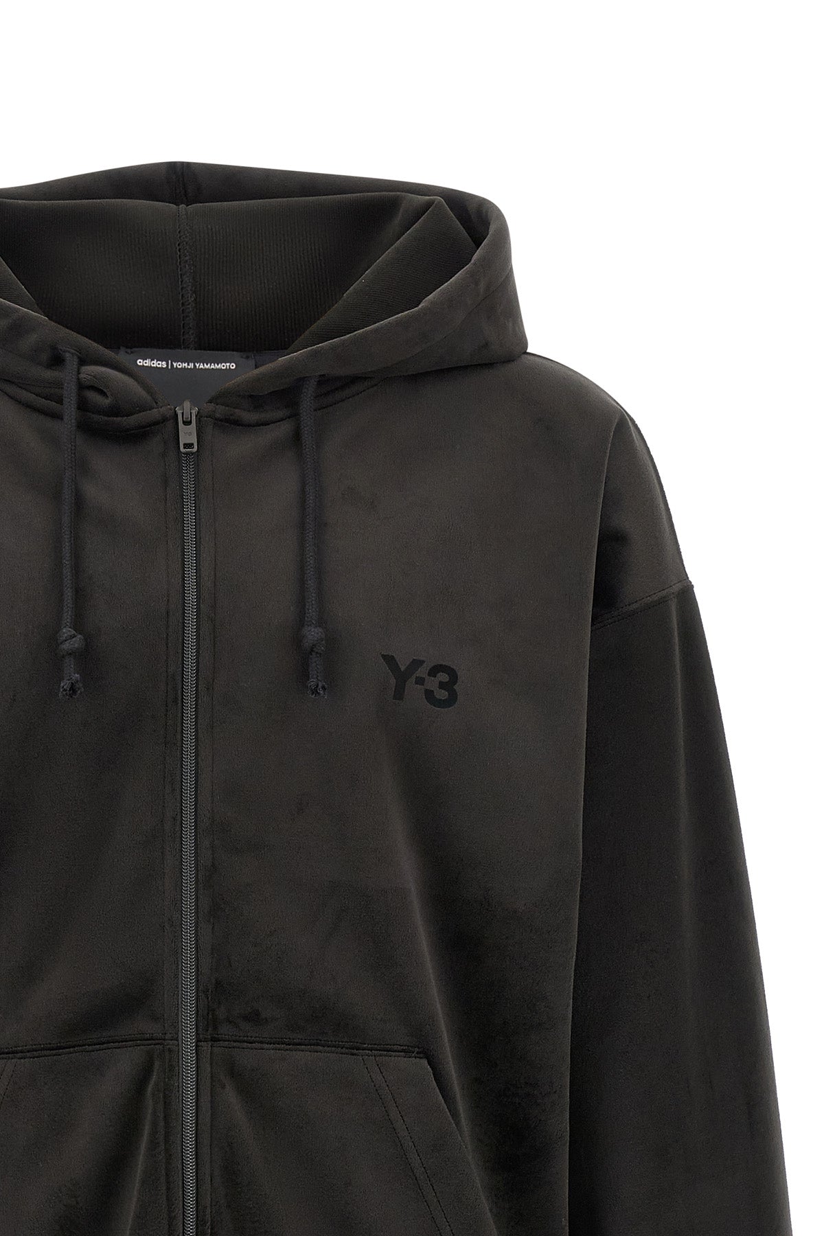 the black velvet zip y-3 hoodie