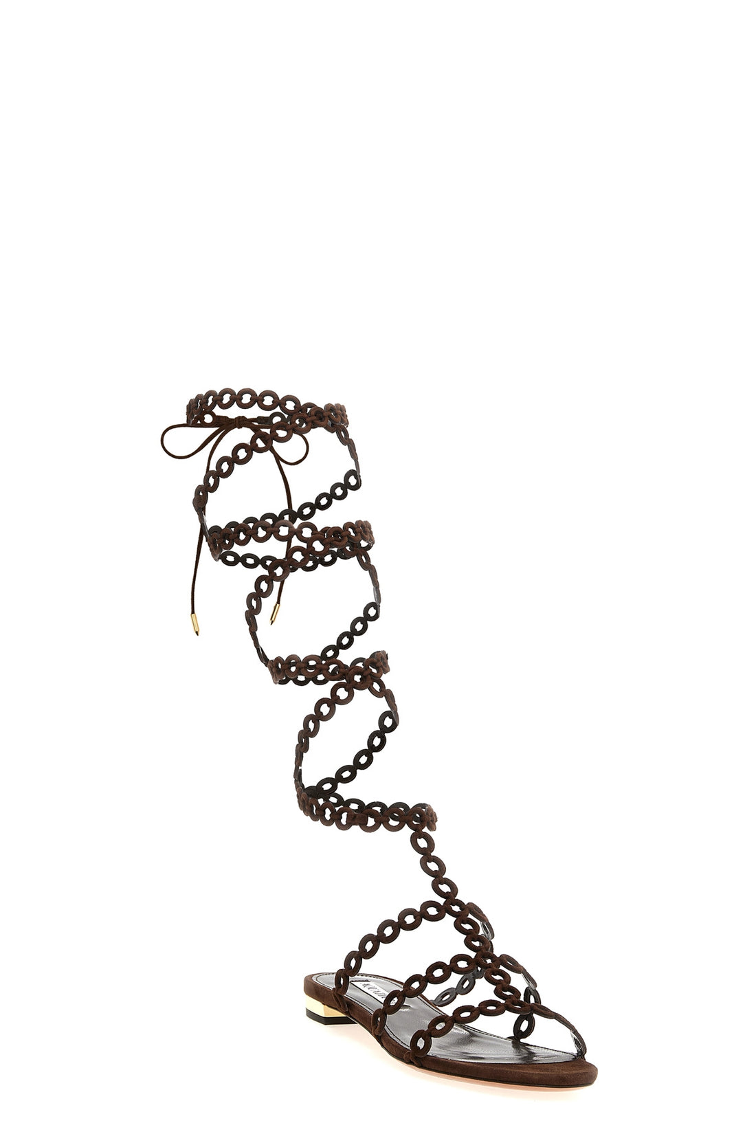 AQUAZZURA 36 infinity chain gladiator sandals in suede and smooth leather