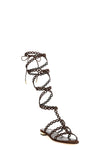 infinity chain gladiator sandals in suede and smooth leather