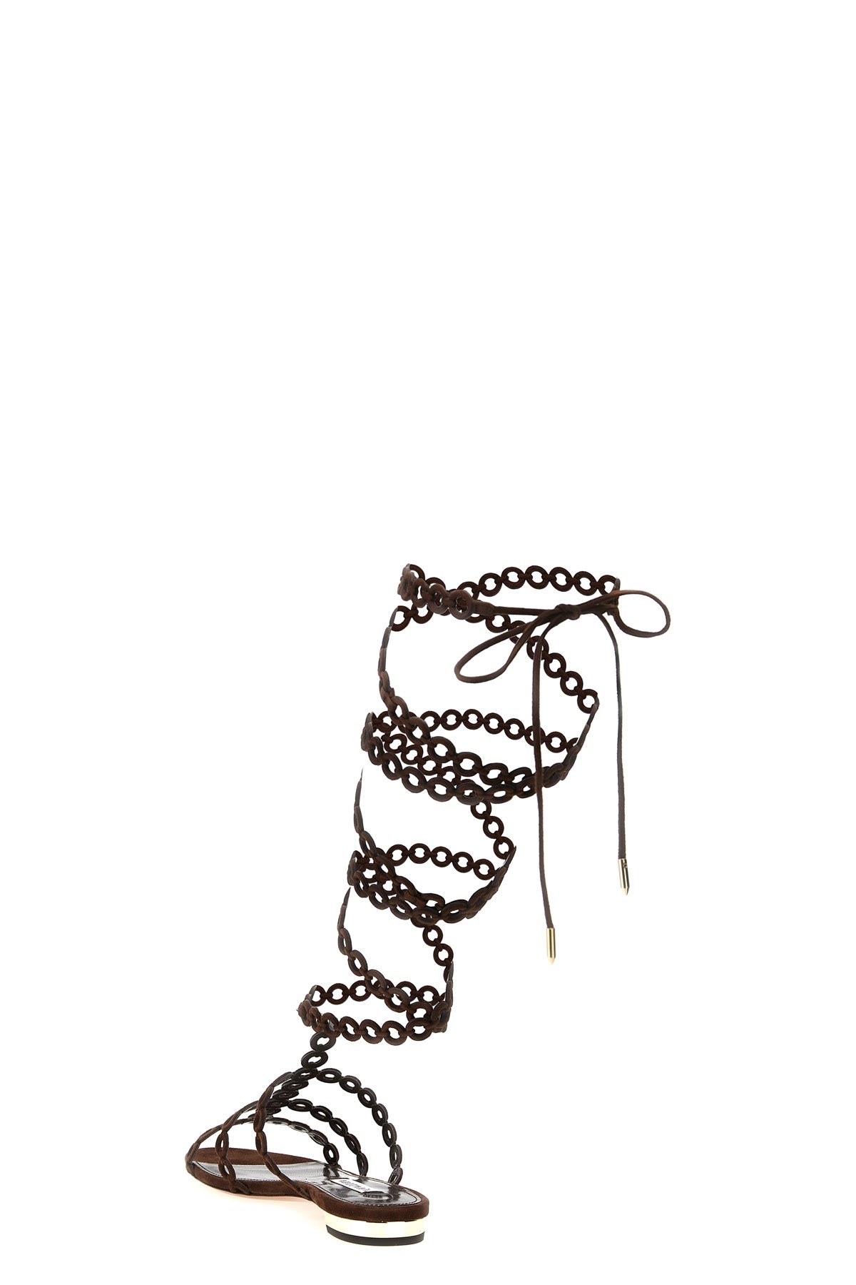 infinity chain gladiator sandals in suede and smooth leather