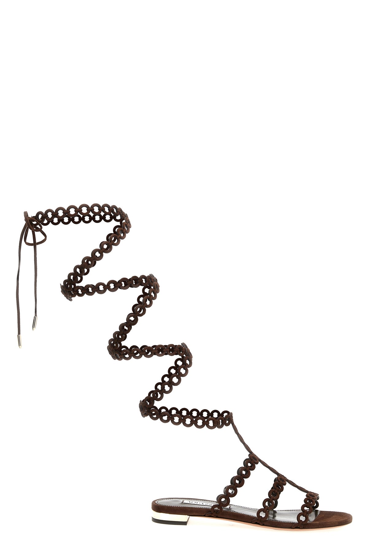 infinity chain gladiator sandals in suede and smooth leather