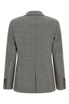 alberto biani double-breasted grey grisaille blazer defines the codes of contemp