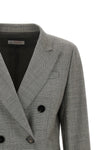 alberto biani double-breasted grey grisaille blazer defines the codes of contemp