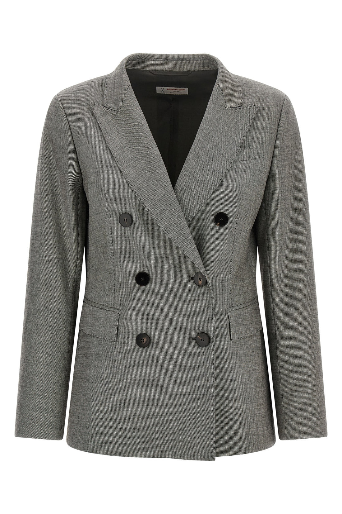 ALBERTO BIANI 40 alberto biani double-breasted grey grisaille blazer defines the codes of contemp