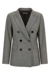 alberto biani double-breasted grey grisaille blazer defines the codes of contemp