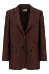 america single-breasted blazer in viscose and linen blend