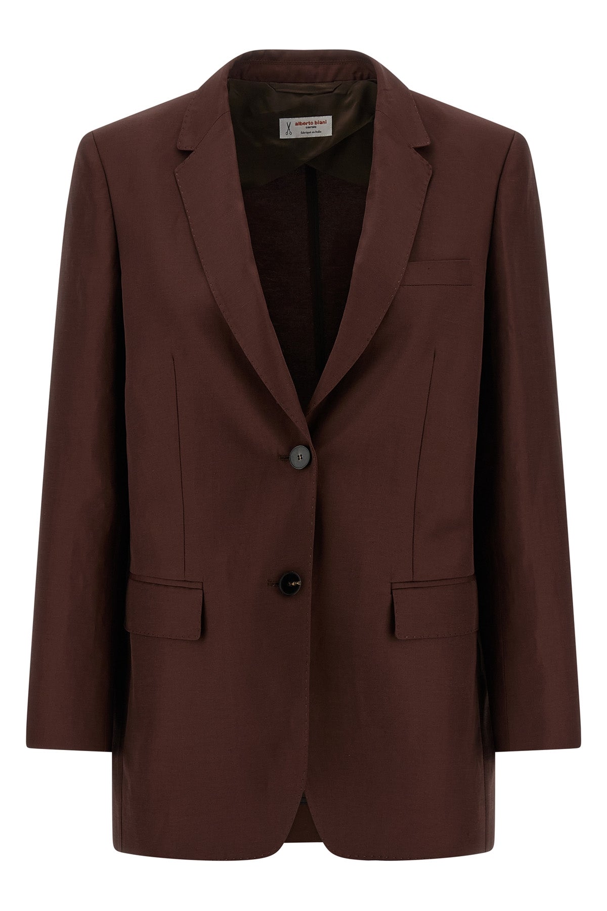 america single-breasted blazer in viscose and linen blend
