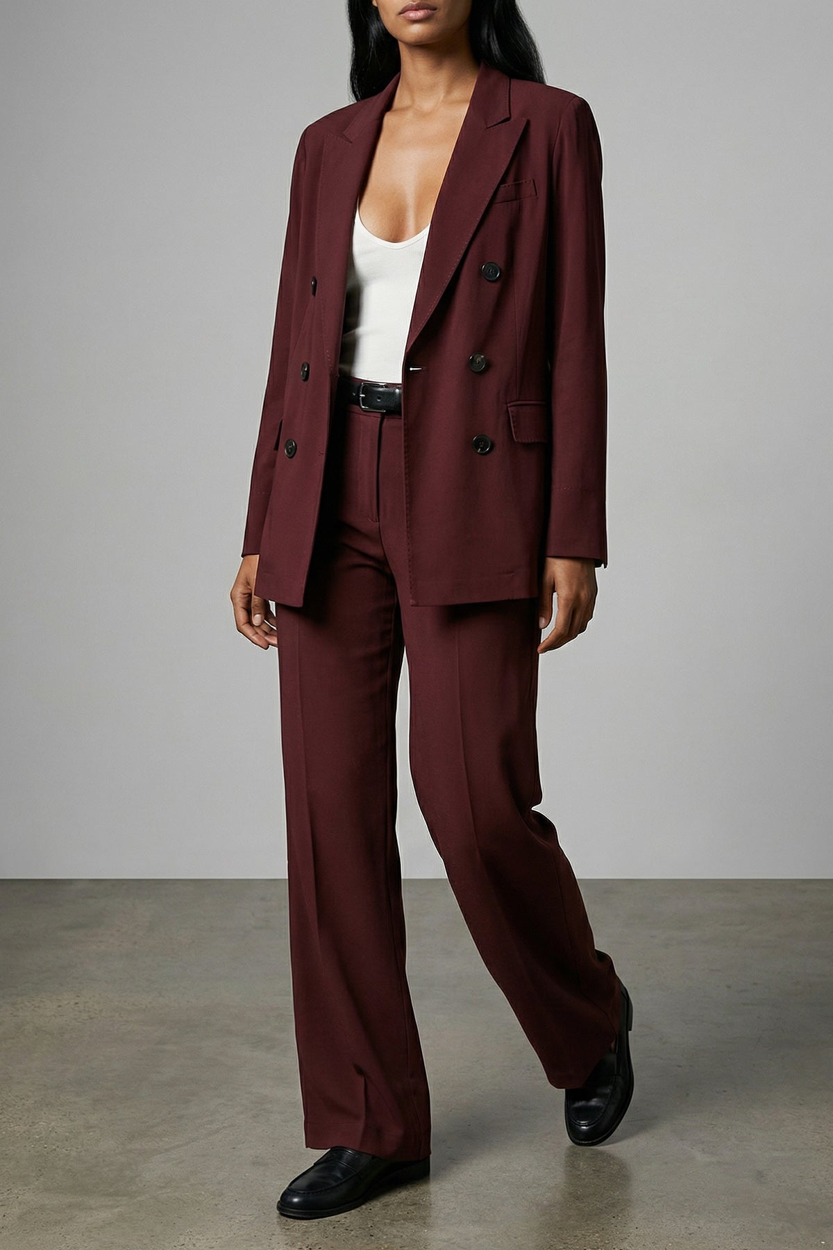 double-breasted georgette blazer